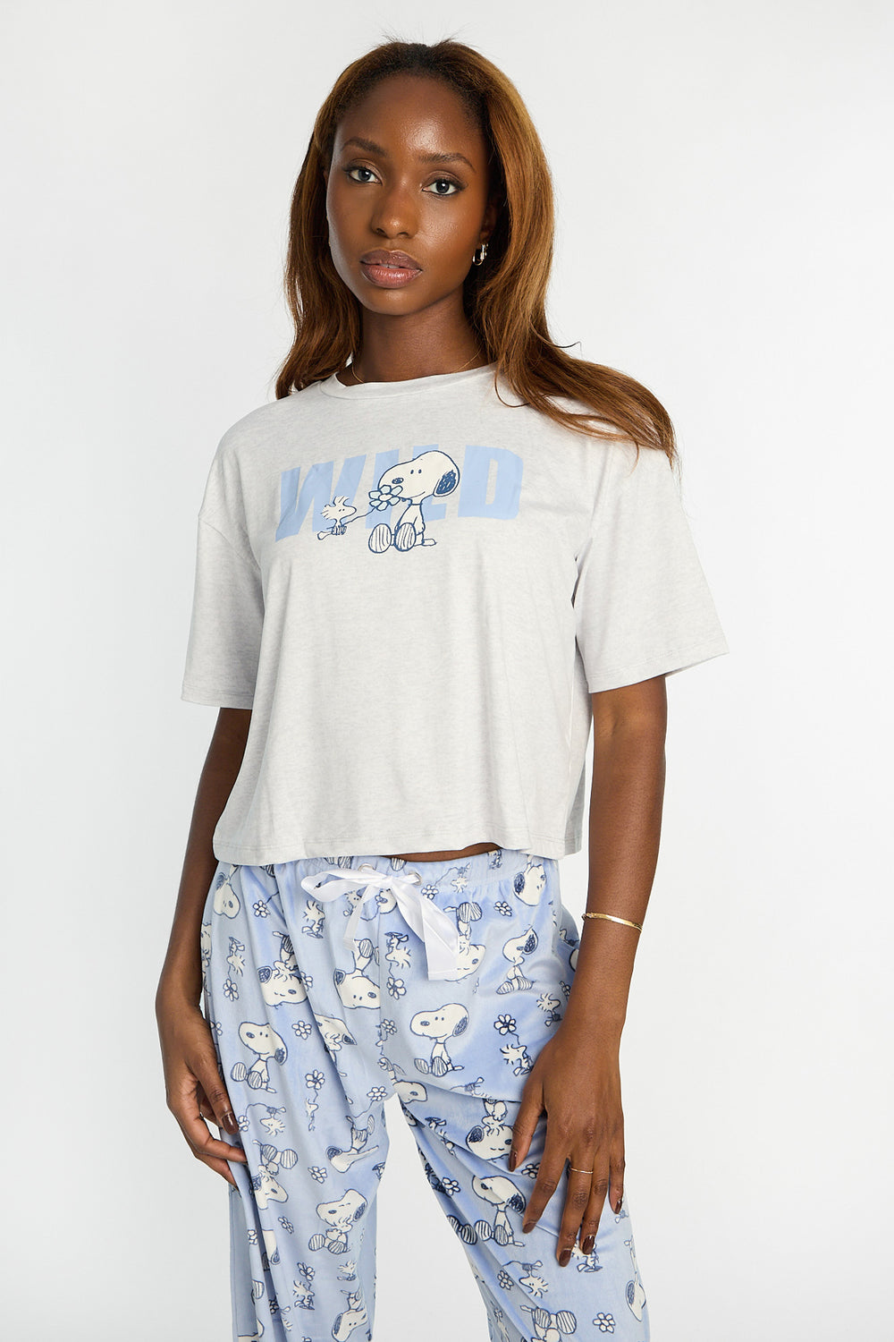 Peanuts Snoopy Wild 2-Piece Pajama Tee & Velour Pajama Pants Set Peanuts Snoopy Wild 2-Piece Pajama Tee & Velour Pajama Pants Set