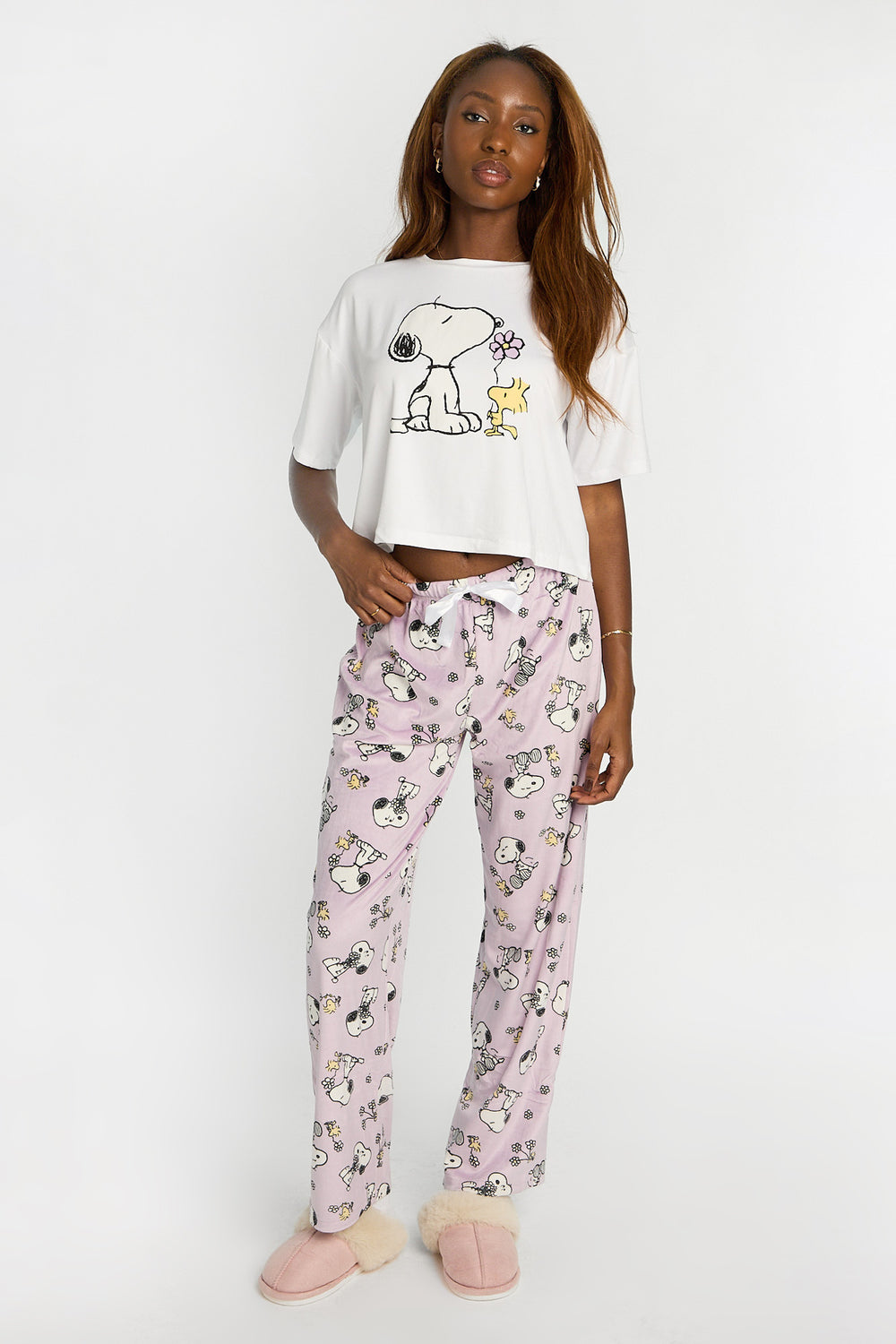 Peanuts Snoopy Flower 2-Piece Pajama Tee & Velour Pajama Pants Set Peanuts Snoopy Flower 2-Piece Pajama Tee & Velour Pajama Pants Set