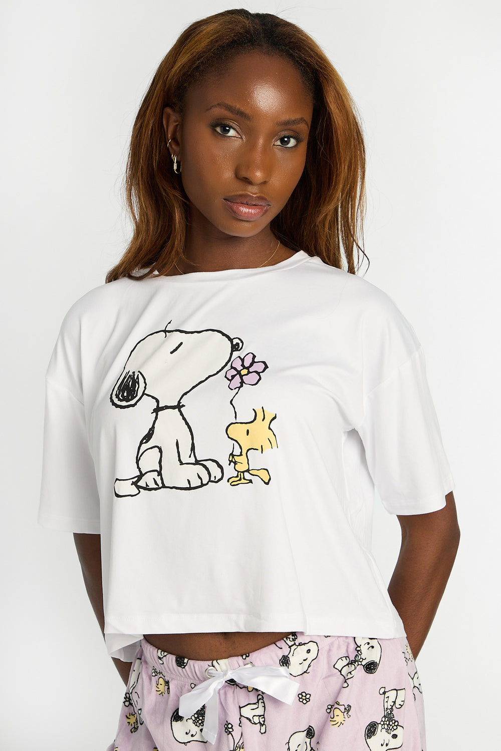 Peanuts Snoopy Flower 2-Piece Pajama Tee & Velour Pajama Pants Set Peanuts Snoopy Flower 2-Piece Pajama Tee & Velour Pajama Pants Set