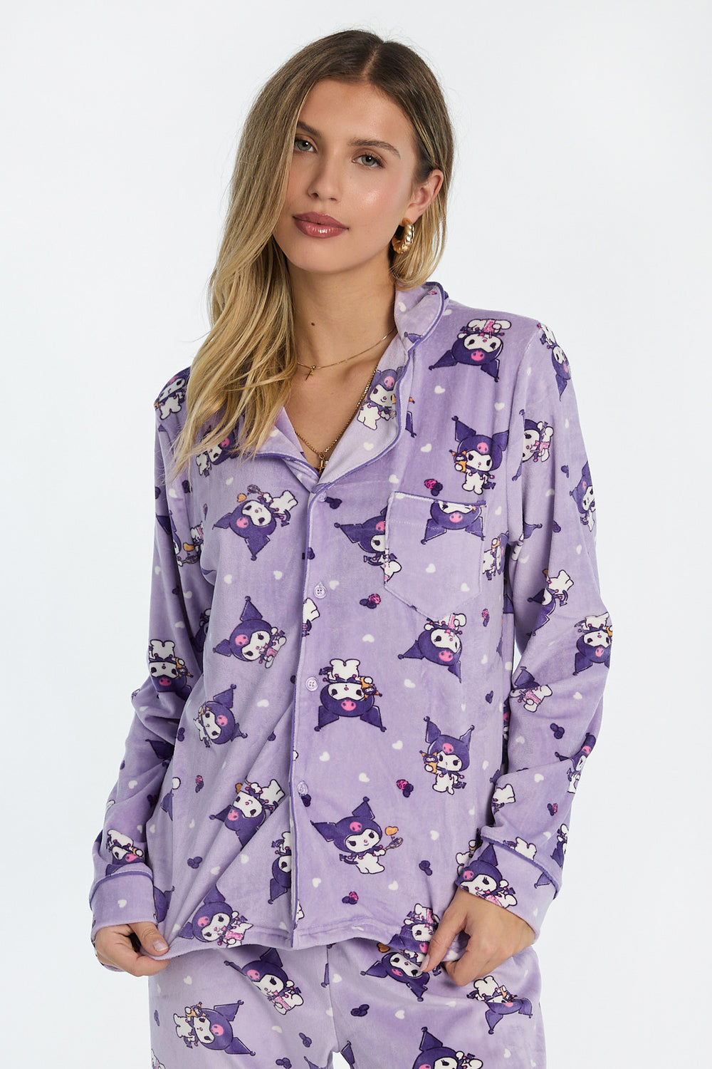 Kuromi Velour 2-Piece Pajama Shirt & Pant Set Kuromi Velour 2-Piece Pajama Shirt & Pant Set