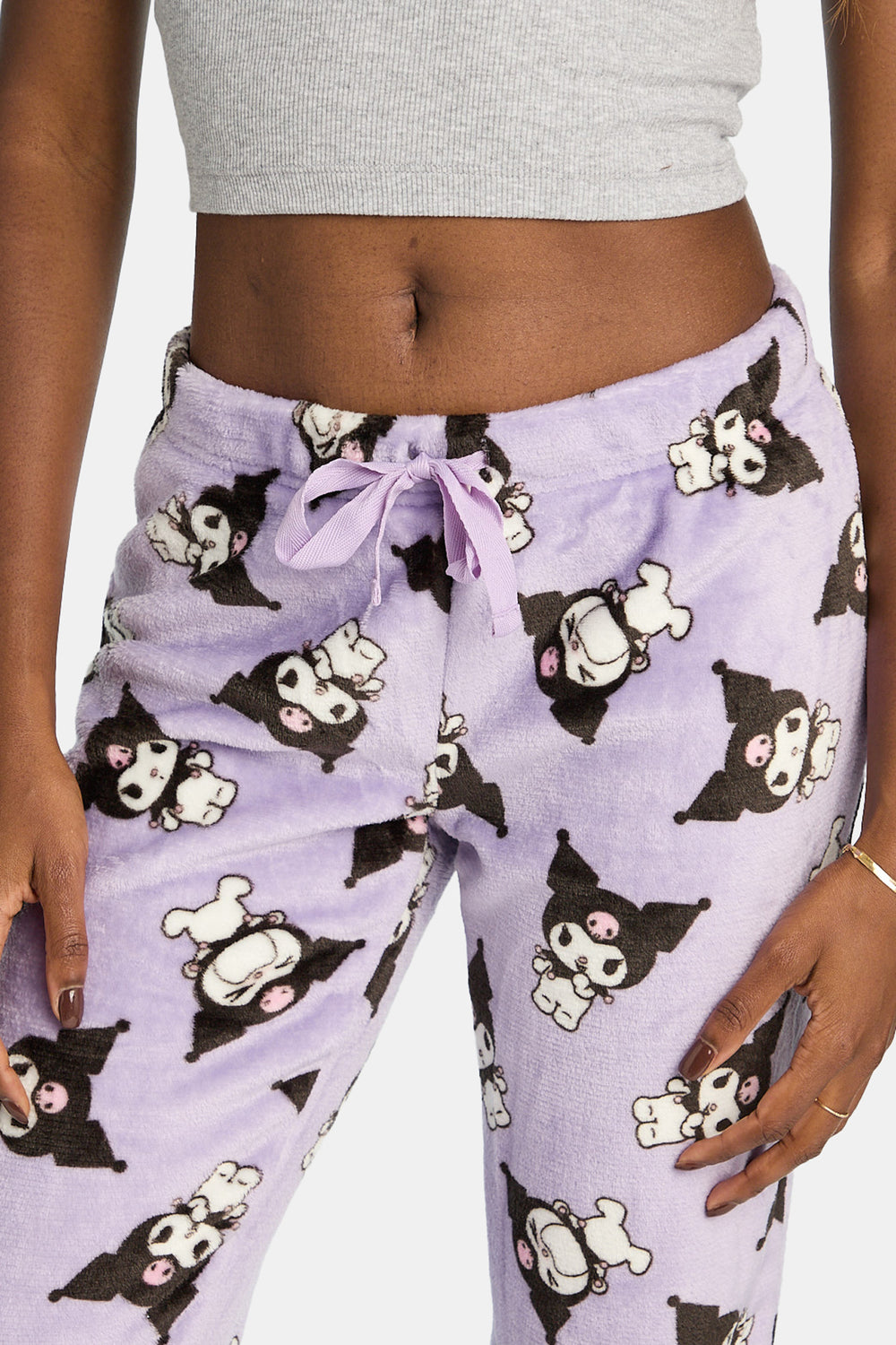 Pantalon de pyjama en peluche imprimé Kuromi Pantalon de pyjama en peluche imprimé Kuromi