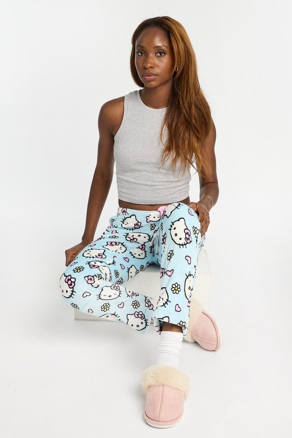 Hello Kitty Flowers Plush Pajama Pants Hello Kitty Flowers Plush Pajama Pants