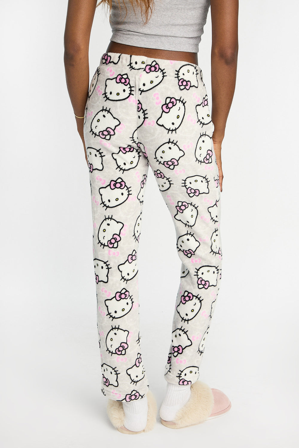 Pantalon de pyjama en peluche imprimé Hello Kitty noeud Pantalon de pyjama en peluche imprimé Hello Kitty noeud