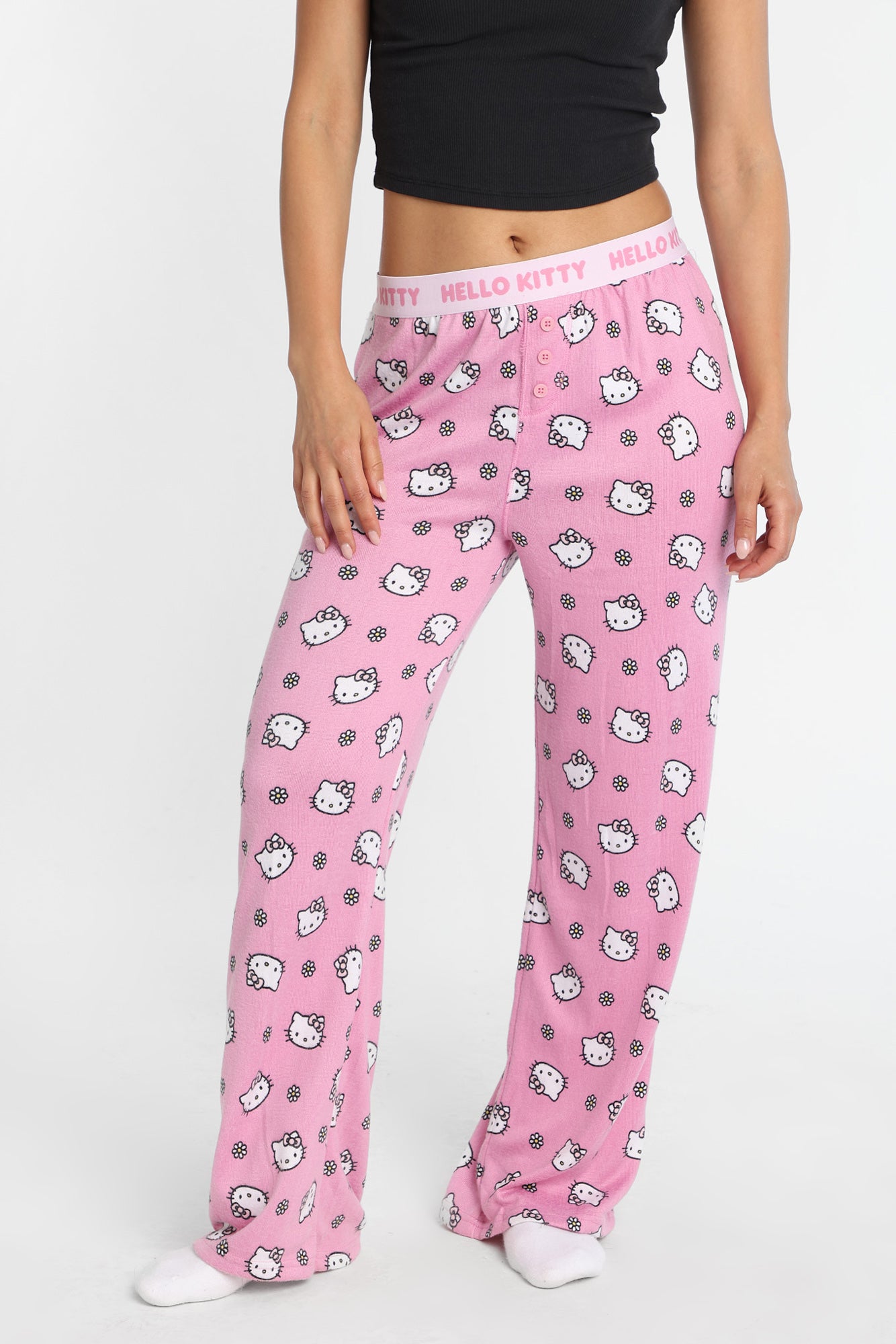 Hello Kitty Flowers Super Soft Pajama Boxer Pants - Pink /