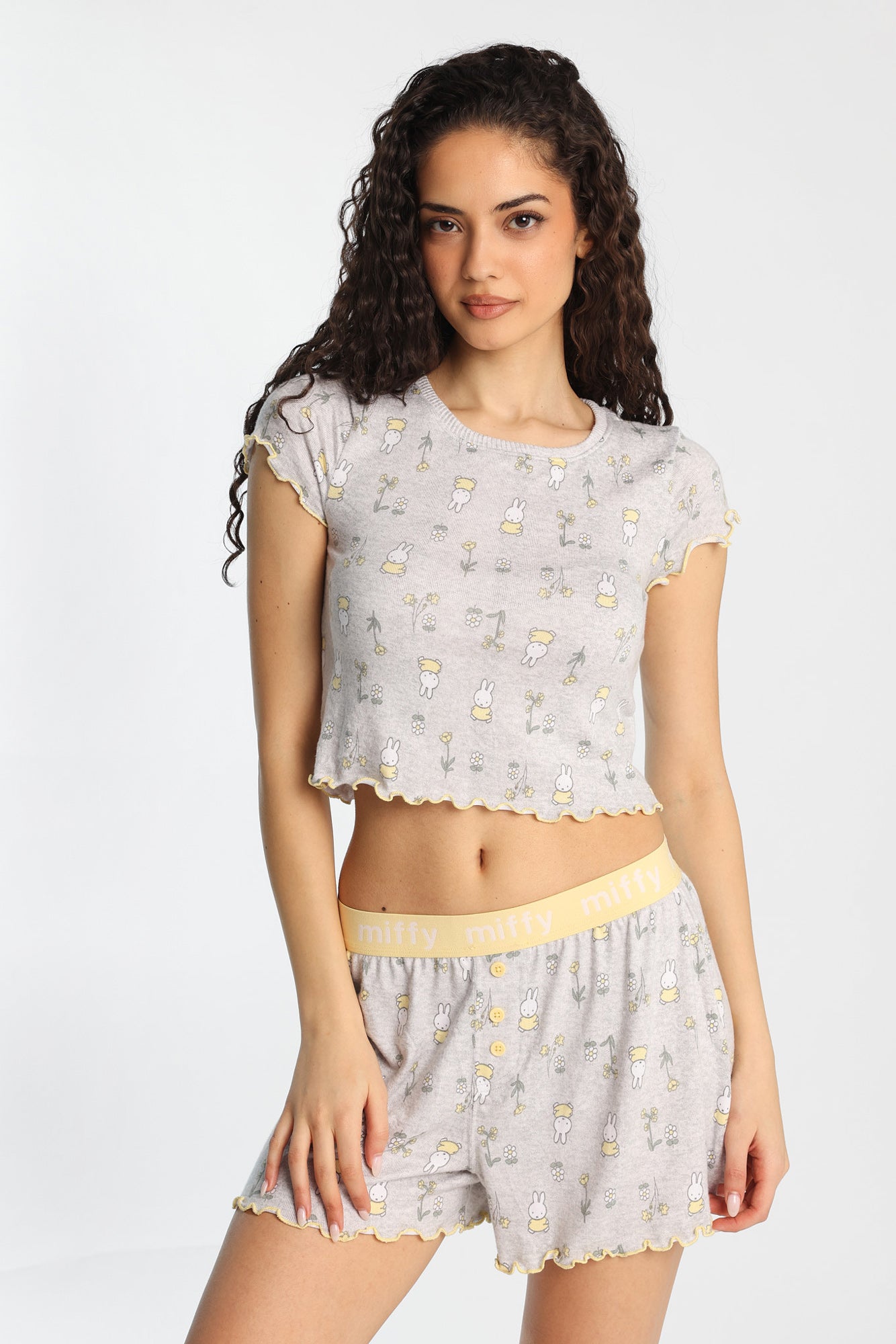 Miffy Pajama Tee And Boxer Shorts 2-Piece Set - Heather Grey /