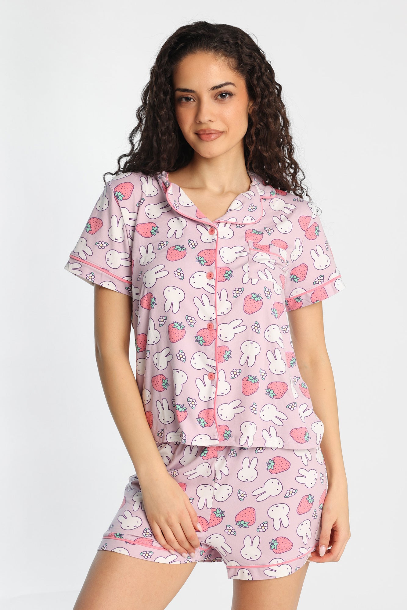 Miffy Pajama Shirt & Shorts 2-Piece Set - Lilac /