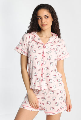Ensemble chemise et short pyjama imprimé Hello Kitty