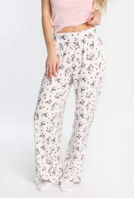 Pantalon pyjama à jambes larges super doux imprimé fleur Peanuts