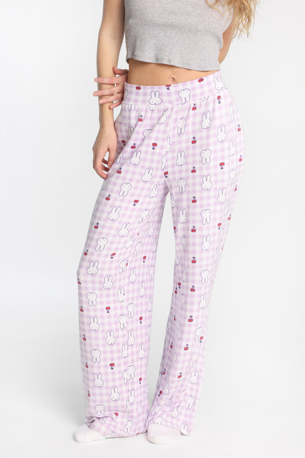 Pantalon pyjama à jambes larges super doux imprimé cerise Miffy Pantalon pyjama à jambes larges super doux imprimé cerise Miffy