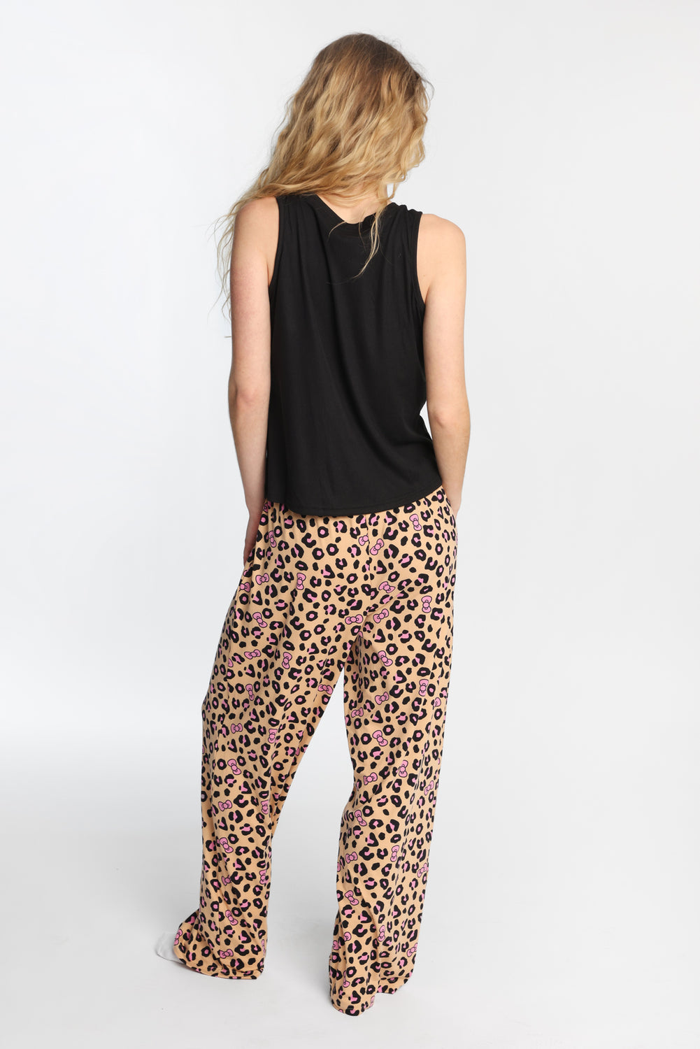 Hello Kitty Leopard Ribbed Pajama Tank Top And Pants 2-Piece Set Hello Kitty Leopard Ribbed Pajama Tank Top And Pants 2-Piece Set