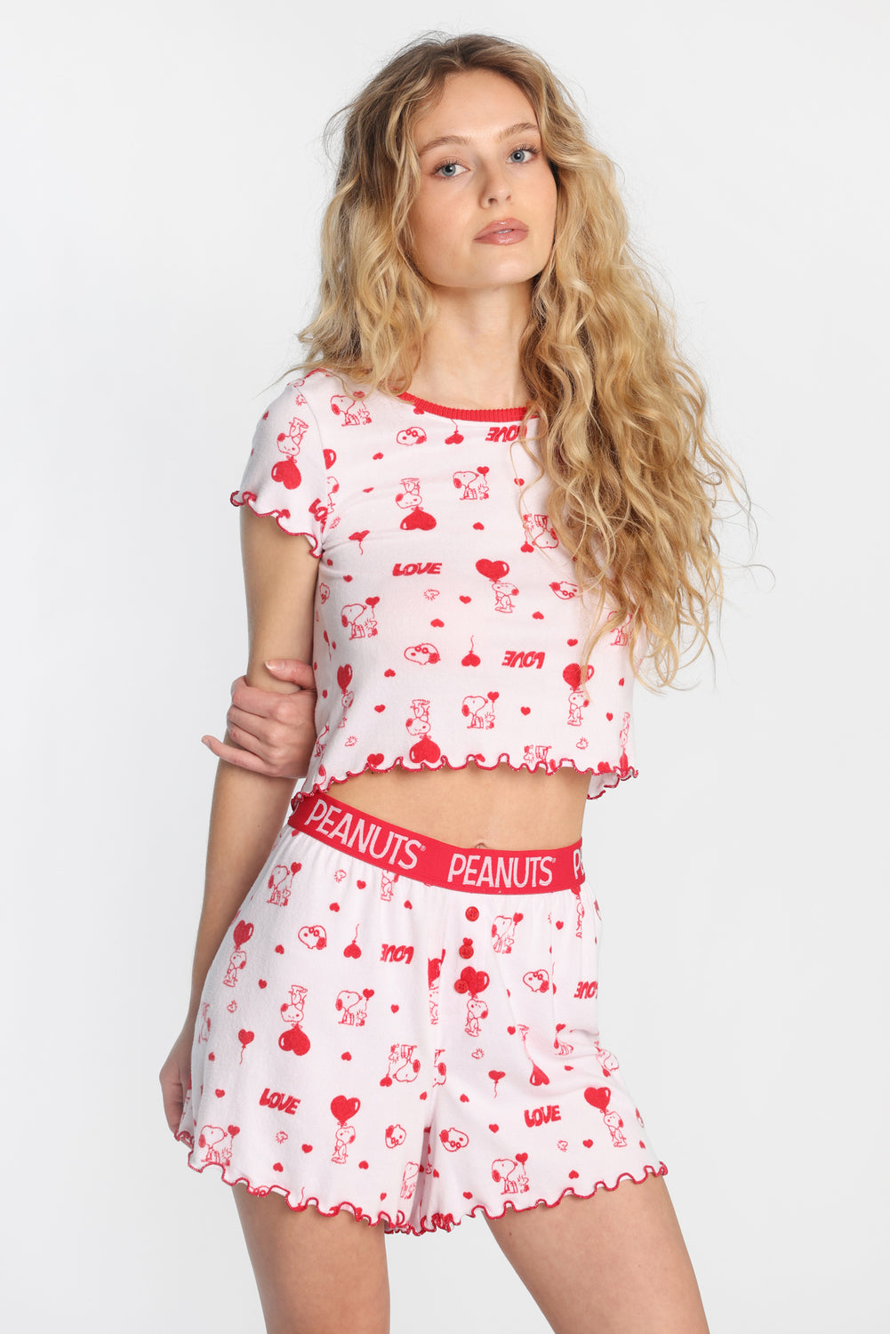 Peanuts Heart Super Soft Pajama Tee And Boxer Shorts 2-Piece Set Peanuts Heart Super Soft Pajama Tee And Boxer Shorts 2-Piece Set