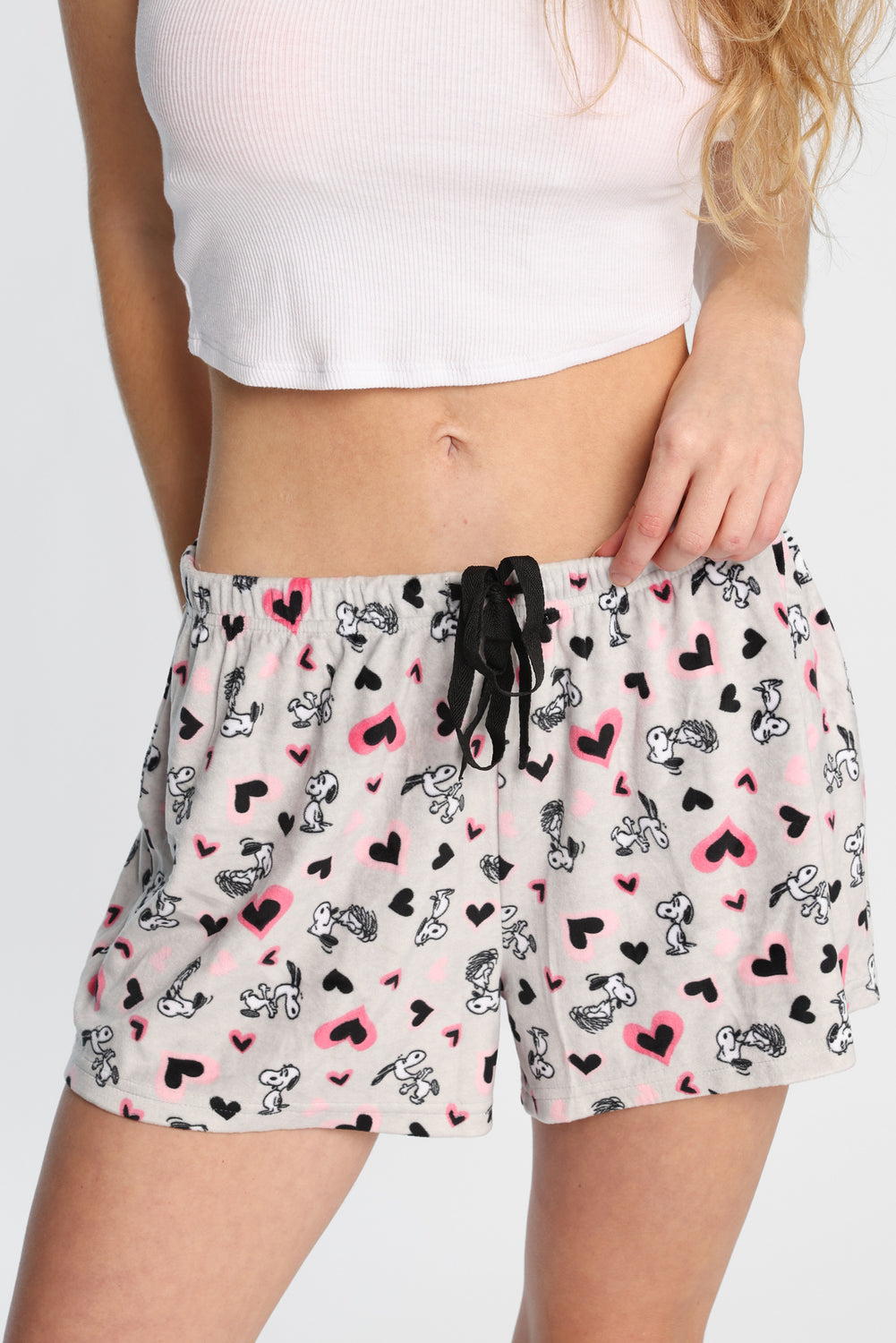 Short de pyjama en velour imprimés Peanuts coeur Short de pyjama en velour imprimés Peanuts coeur
