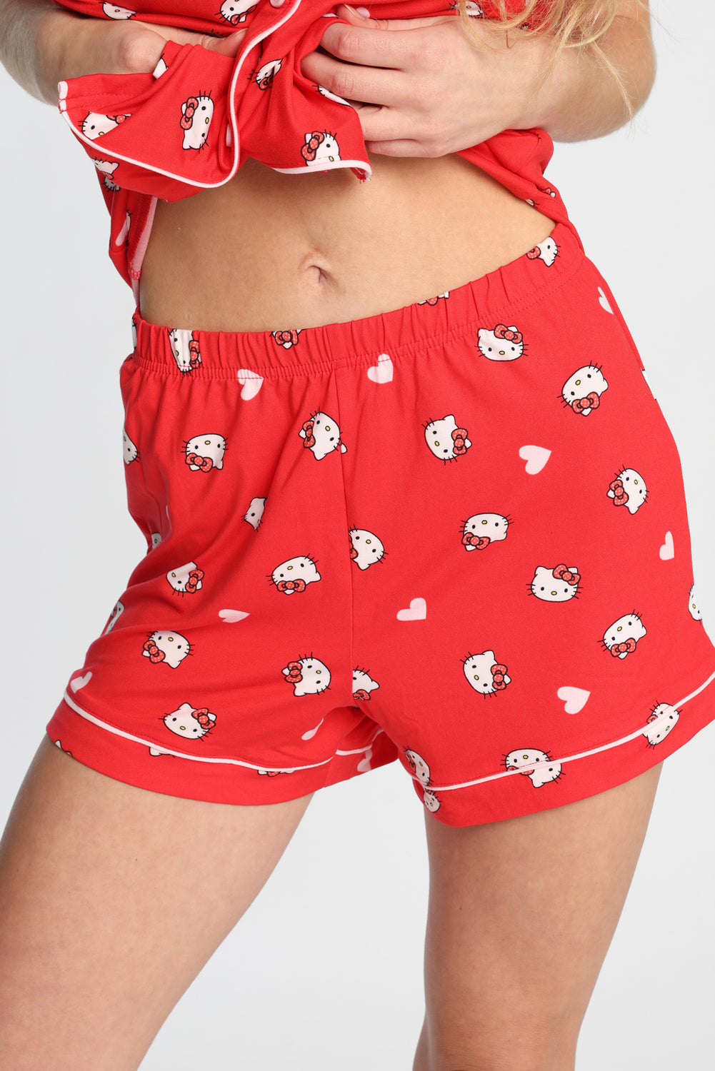 Hello Kitty Super Soft Printed Dad Pajama Shirt & Shorts 2-Piece Set Hello Kitty Super Soft Printed Dad Pajama Shirt & Shorts 2-Piece Set
