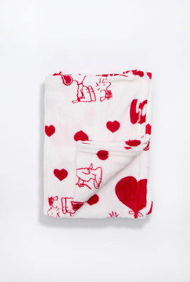 Peanuts Snoopy Hearts Plush Throw Blanket