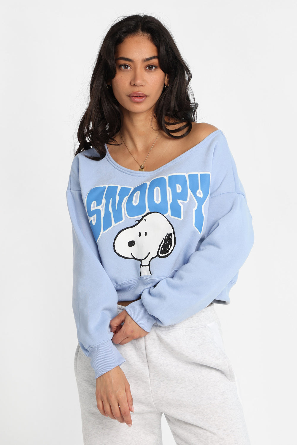 Peanuts Snoopy Off-Shoulder Sweatshirt Peanuts Snoopy Off-Shoulder Sweatshirt