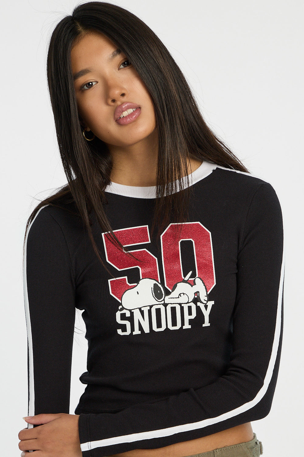 Peanuts Snoopy 50 Long Sleeve Baby Tee Peanuts Snoopy 50 Long Sleeve Baby Tee