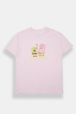 T-shirt coupe boyfriend imprimé SpongeBob et Patrick
