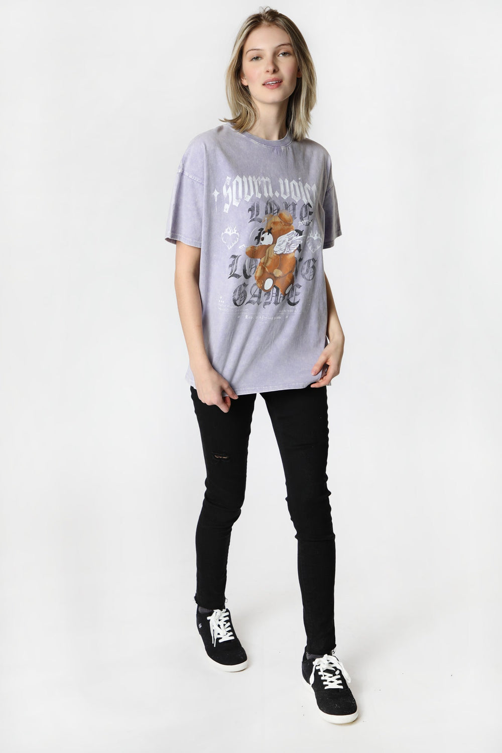 Womens Sovrn Voices Oversized Teddy Bear T-Shirt Womens Sovrn Voices Oversized Teddy Bear T-Shirt