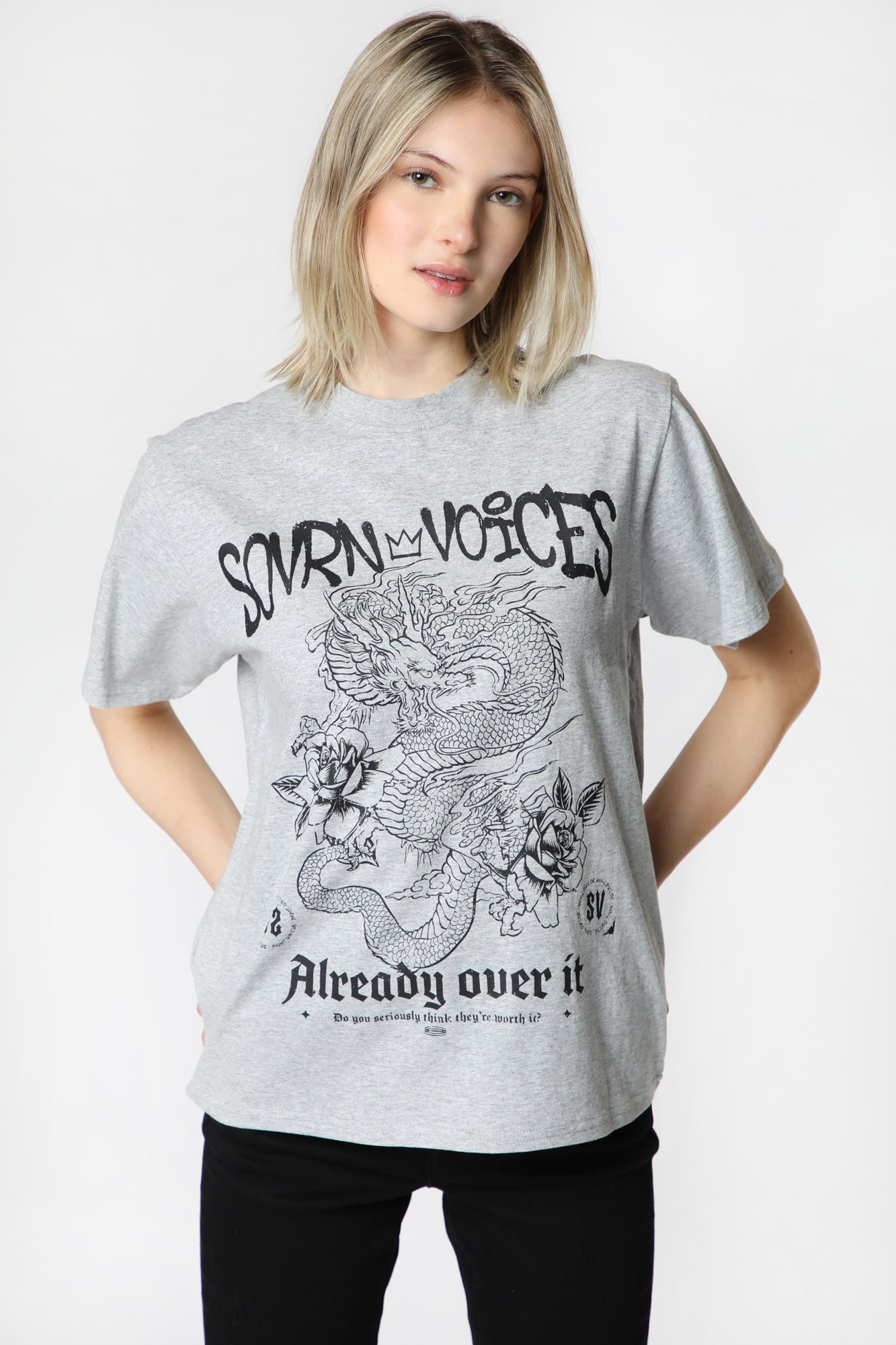 Womens Sovrn Voices Already Over It T-Shirt - Heather Grey /
