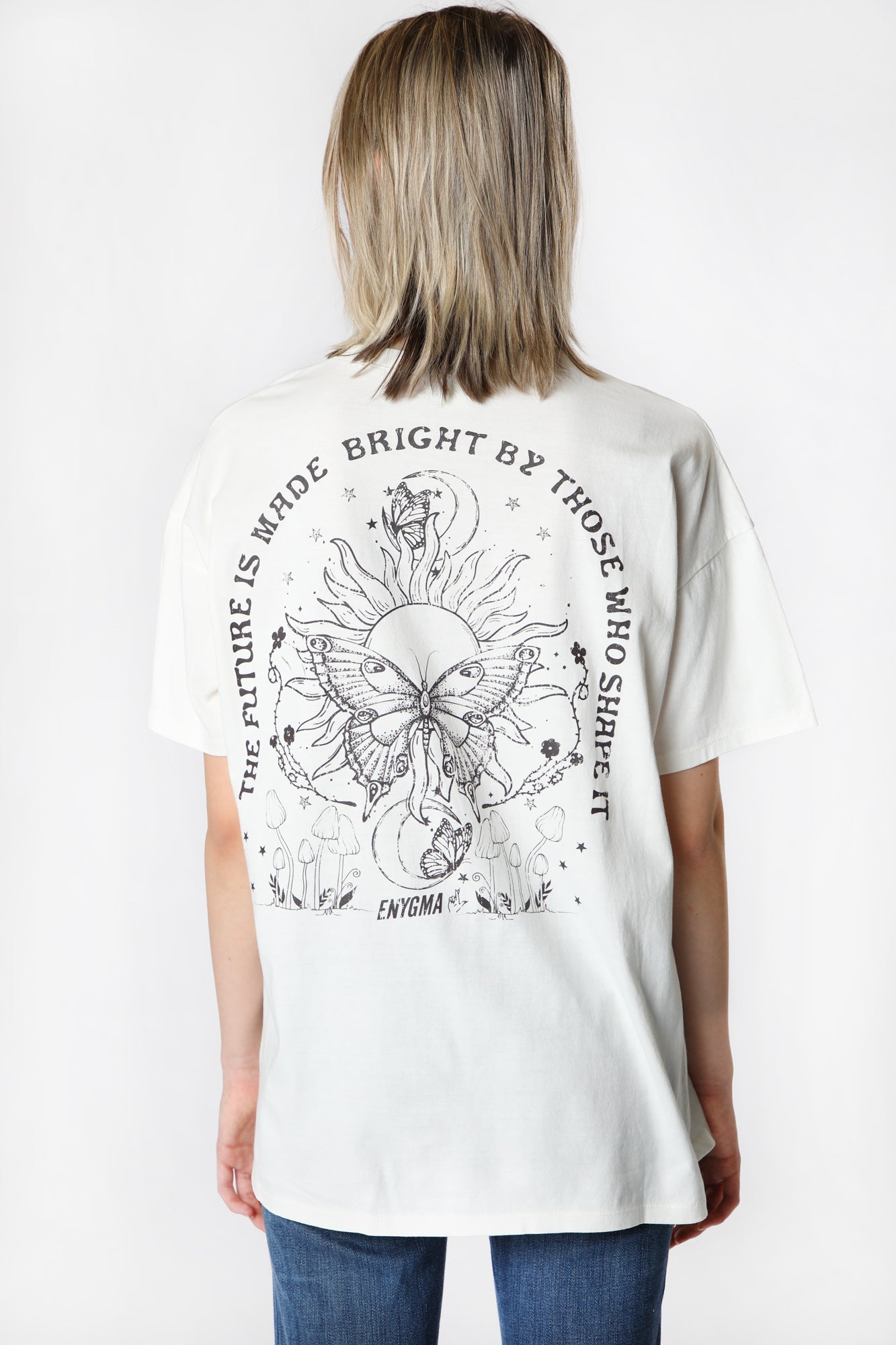 Womens Enygma Oversized The Future is Made Bright T-Shirt - Ivory /