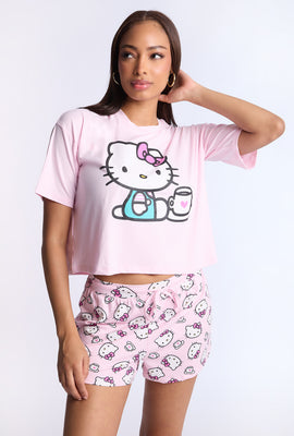 Hello Kitty Coffee 2-Piece Pajama Tee & Short Set