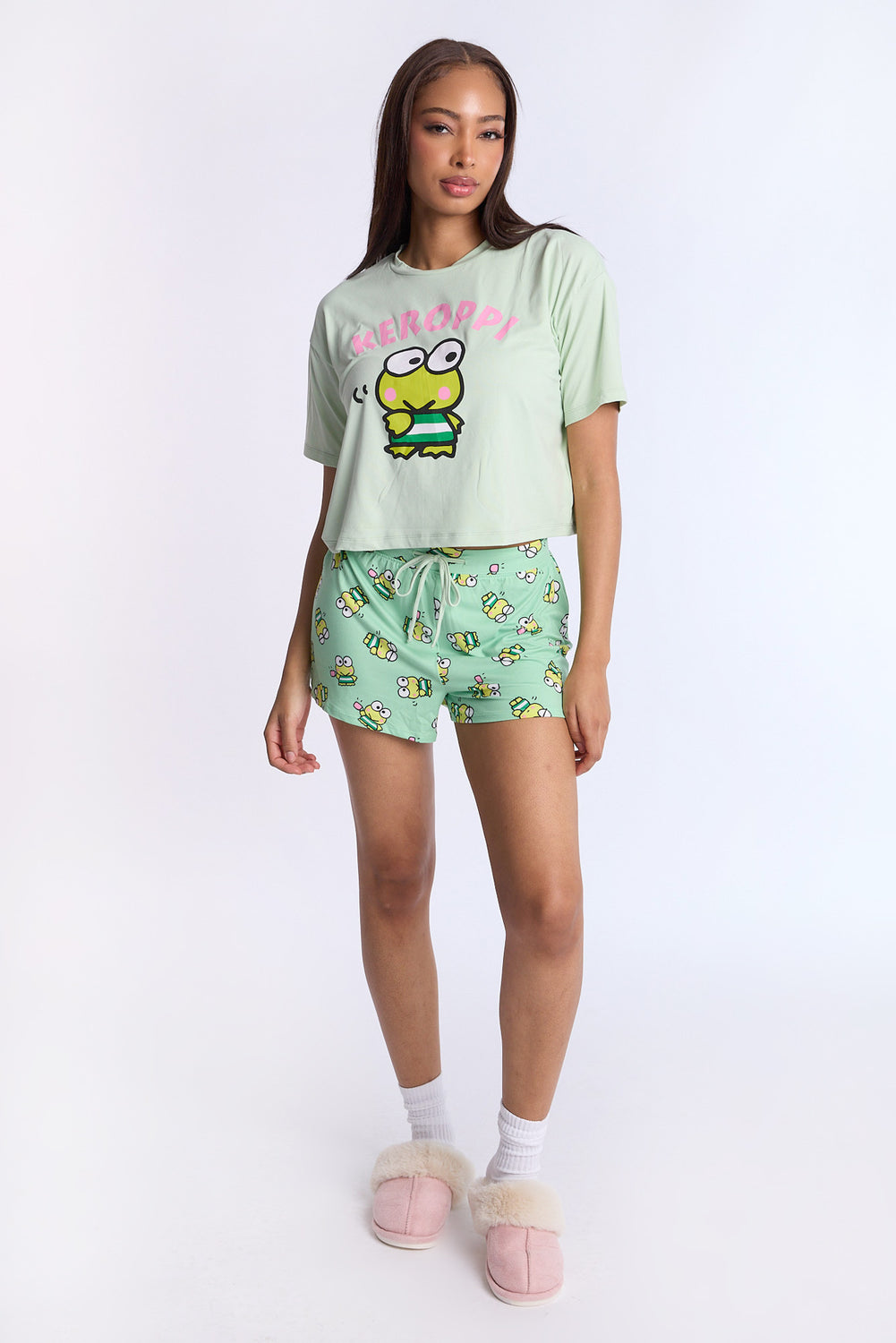 Keroppi 2-Piece Pajama Tee & Short Set Keroppi 2-Piece Pajama Tee & Short Set