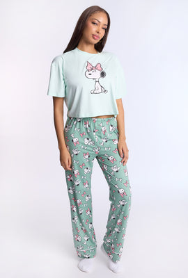 Snoopy Bow 2-Piece Pajama Tee & Pant Set