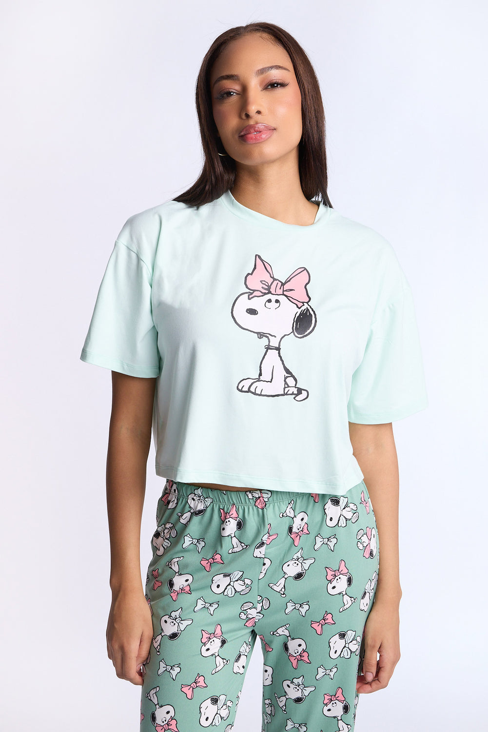 Snoopy Bow 2-Piece Pajama Tee & Pant Set Snoopy Bow 2-Piece Pajama Tee & Pant Set