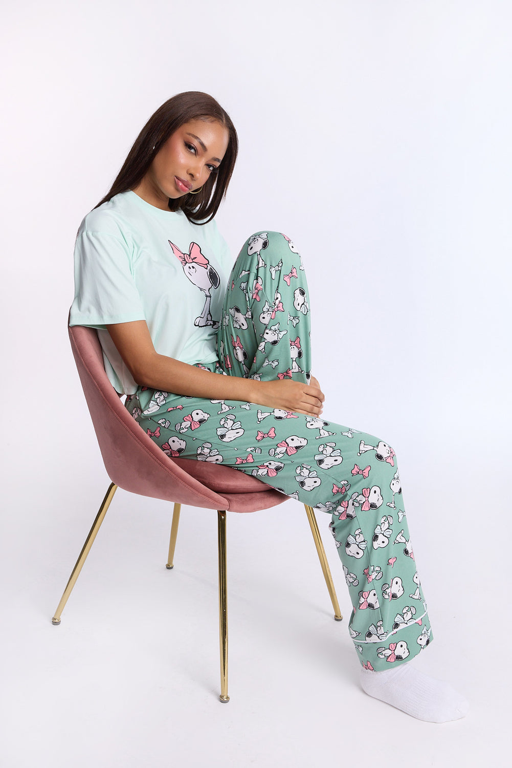 Snoopy Bow 2-Piece Pajama Tee & Pant Set Snoopy Bow 2-Piece Pajama Tee & Pant Set