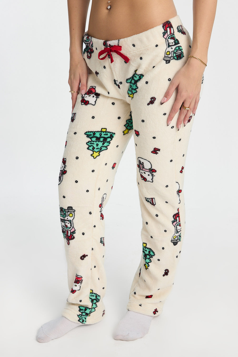 Pantalon de pyjama en peluche sapin de Noël Hello Kitty Pantalon de pyjama en peluche sapin de Noël Hello Kitty