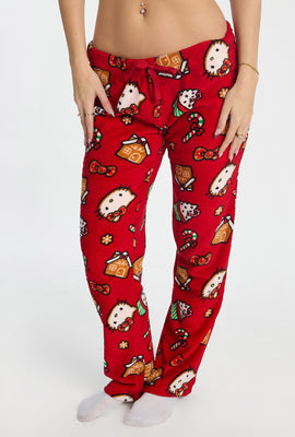 Pantalon de pyjama en peluche canne de Noël Hello Kitty