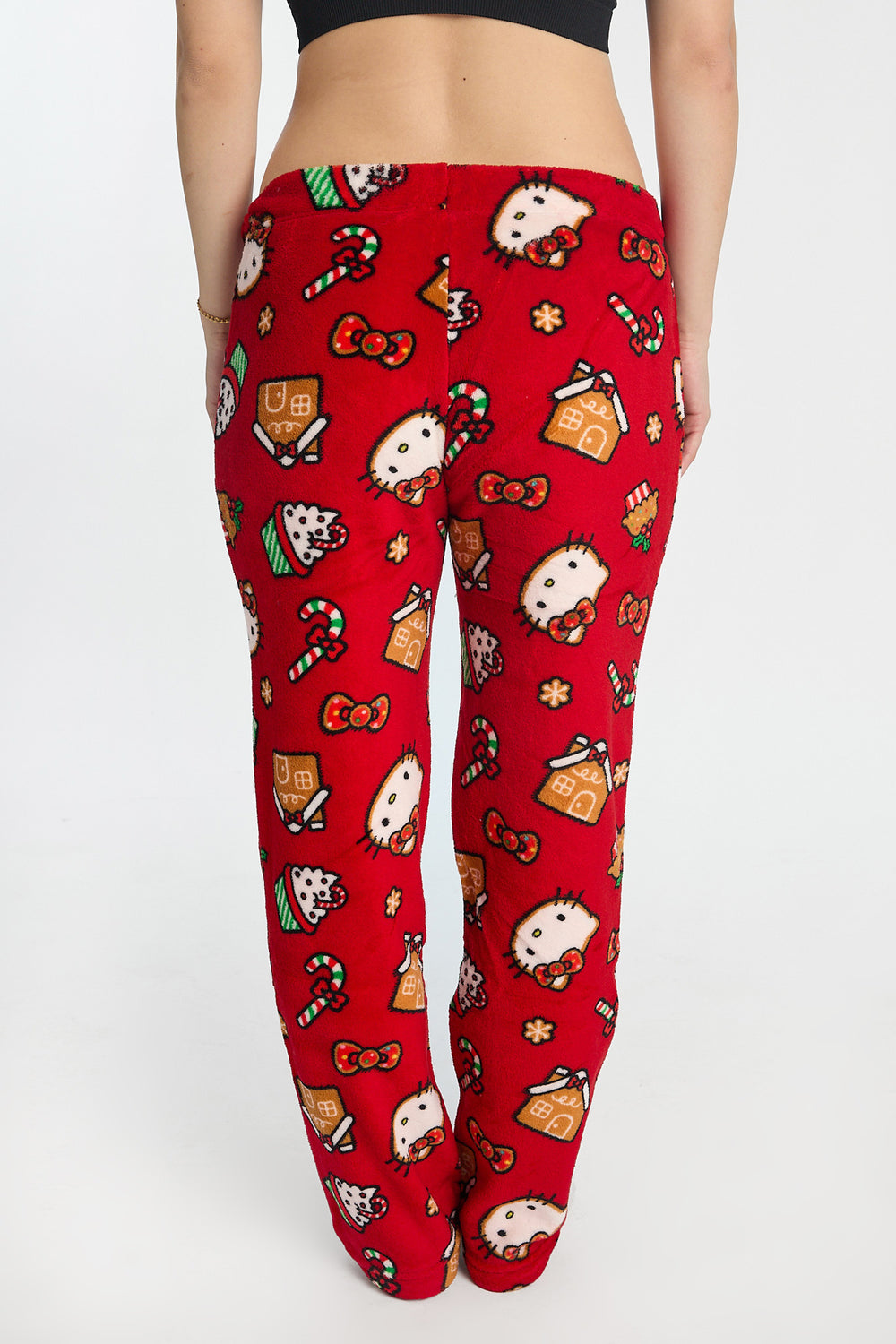 Pantalon de pyjama en peluche canne de Noël Hello Kitty Pantalon de pyjama en peluche canne de Noël Hello Kitty