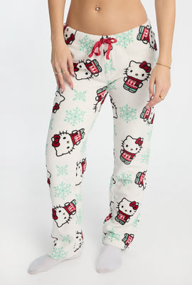 Pantalon de pyjama en peluche flocon de neige Hello Kitty