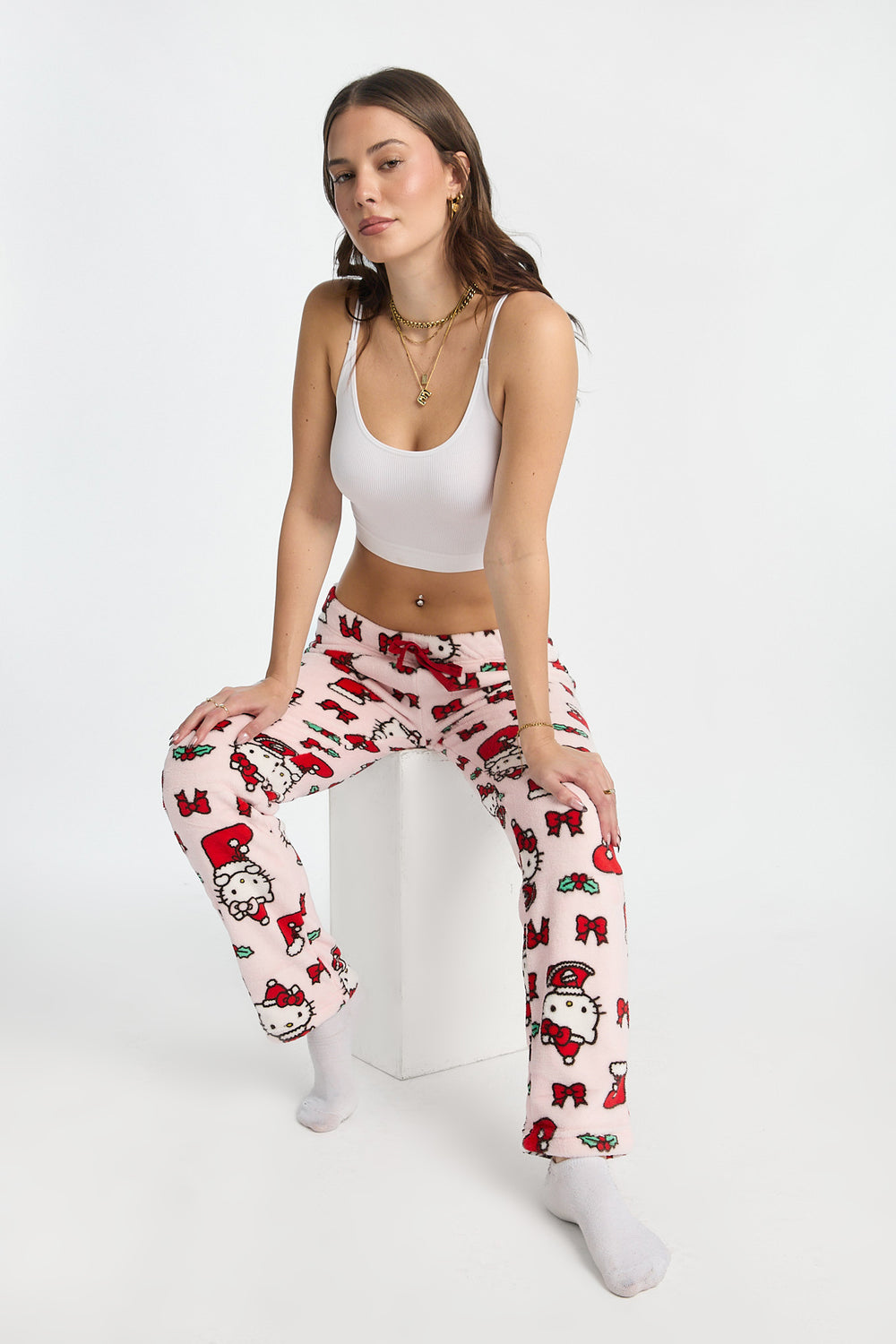 Pantalon de pyjama en peluche bas de Noël Hello Kitty Pantalon de pyjama en peluche bas de Noël Hello Kitty