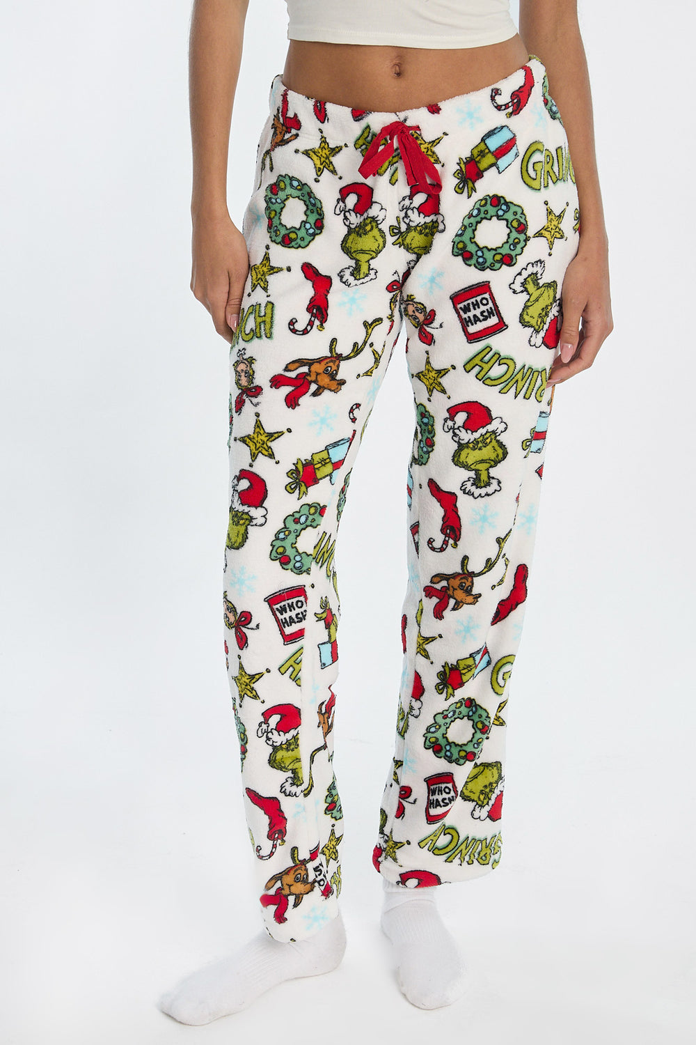 Pantalon de pyjama en peluche couronne de Noël The Grinch Pantalon de pyjama en peluche couronne de Noël The Grinch