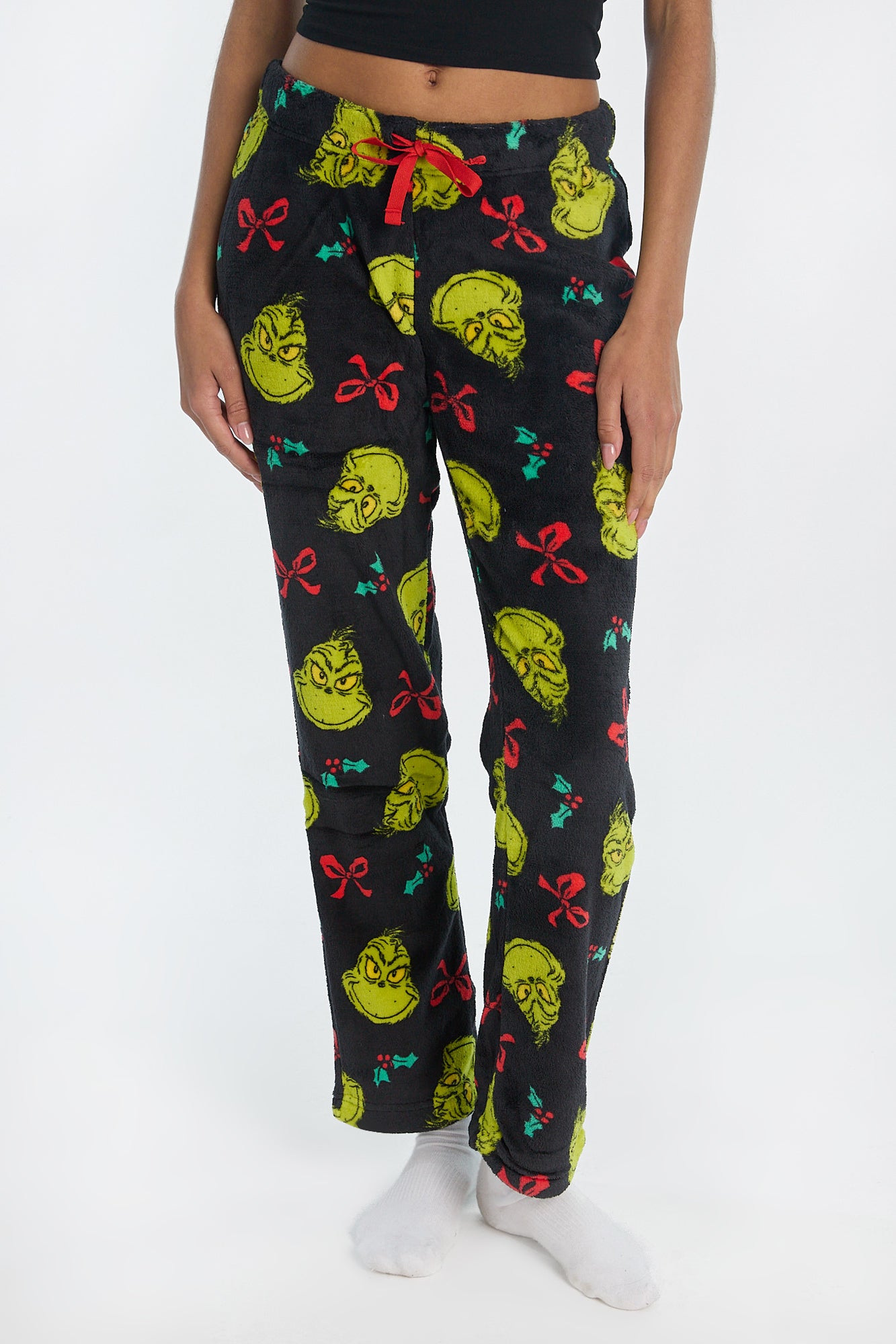 The Grinch Bows Plush Pajama Pant - Black /