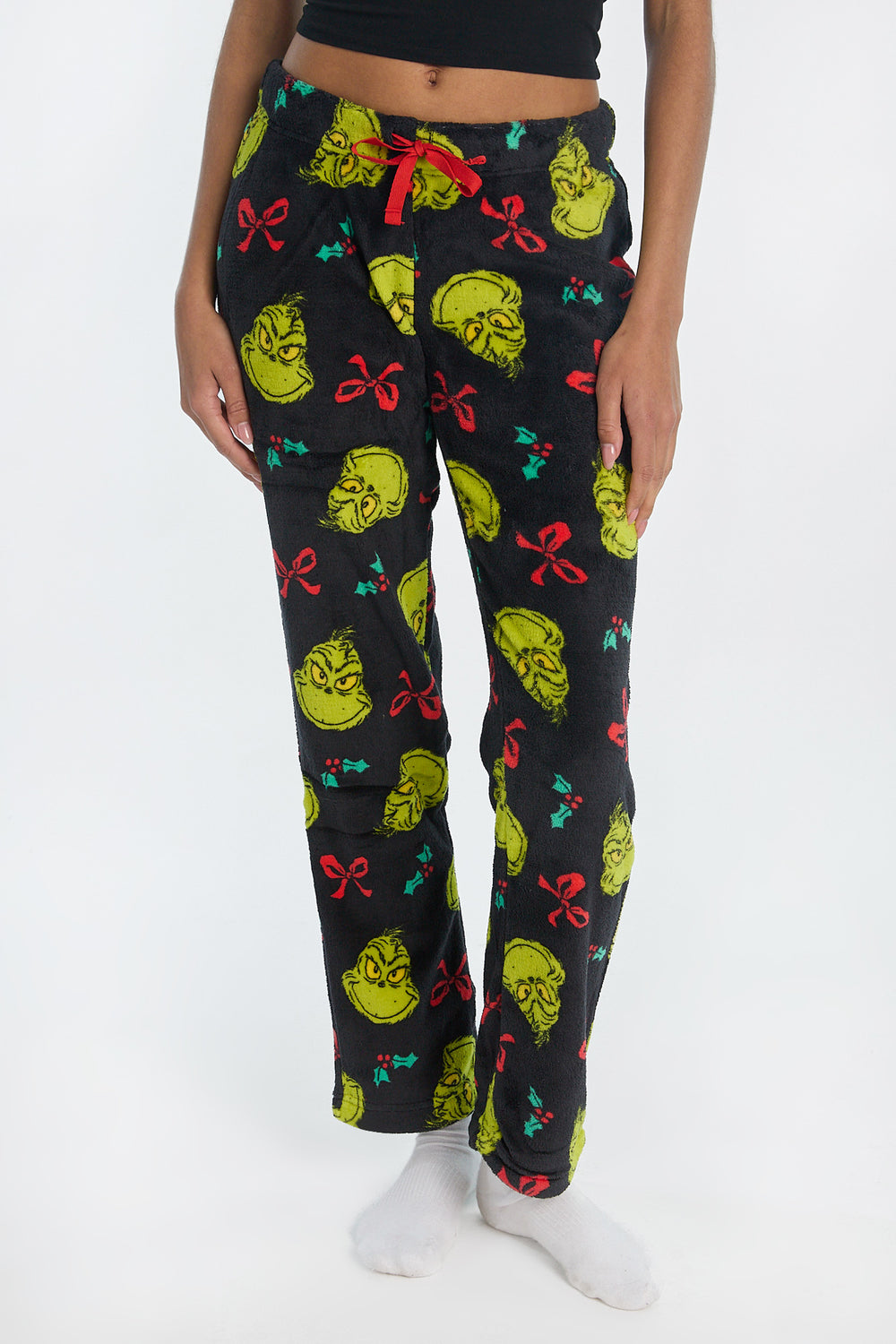 Pantalon de pyjama en peluche noeuds de Noël The Grinch Pantalon de pyjama en peluche noeuds de Noël The Grinch