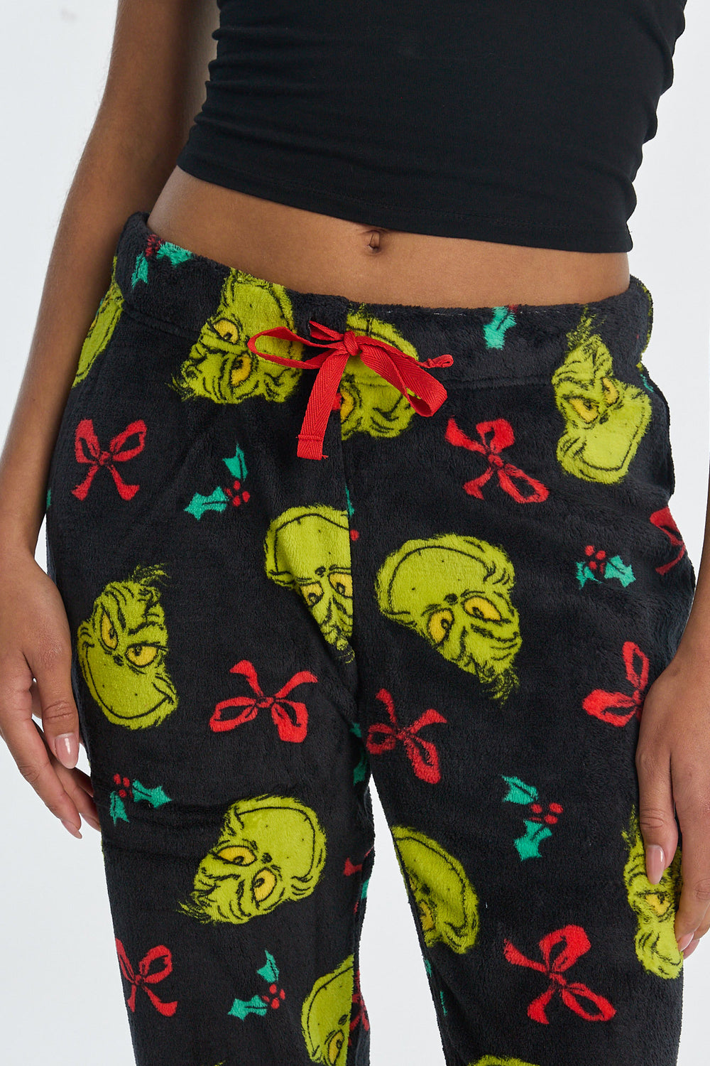 Pantalon de pyjama en peluche noeuds de Noël The Grinch Pantalon de pyjama en peluche noeuds de Noël The Grinch