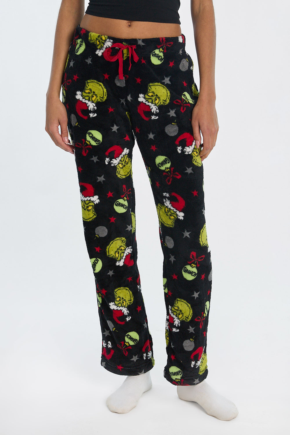 Pantalon de pyjama en peluche boules de Noël The Grinch Pantalon de pyjama en peluche boules de Noël The Grinch