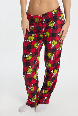 Pantalon de pyjama en peluche à carreaux The Grinch