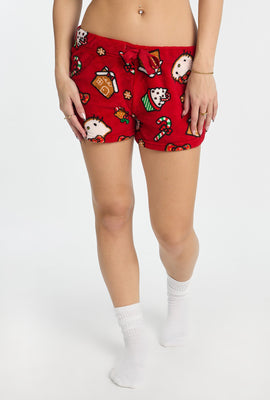 Short de pyjama en peluche canne de Noël Hello Kitty