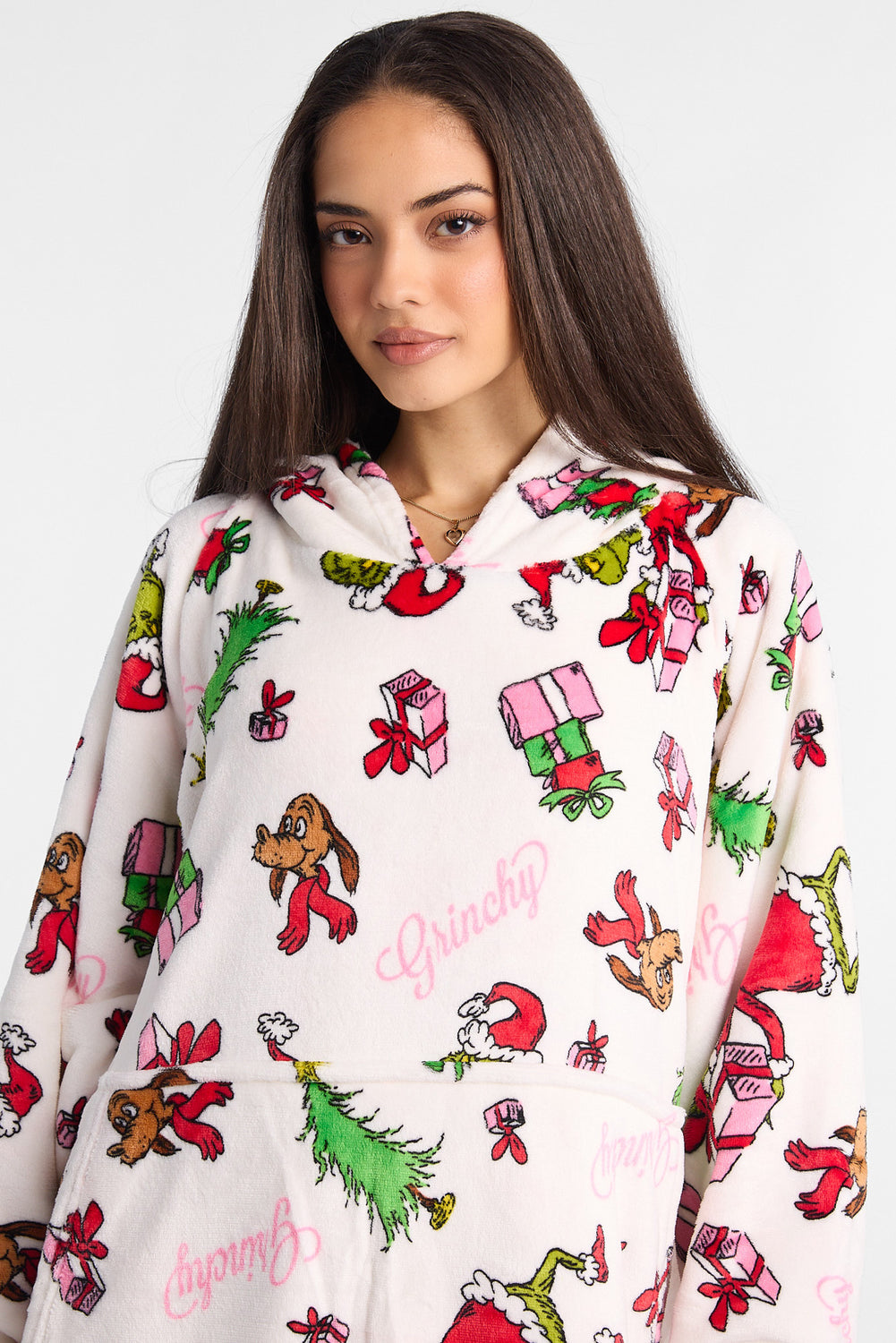 Haut à capuchon couverture imprimé cadeaux de Noël The Grinch Haut à capuchon couverture imprimé cadeaux de Noël The Grinch