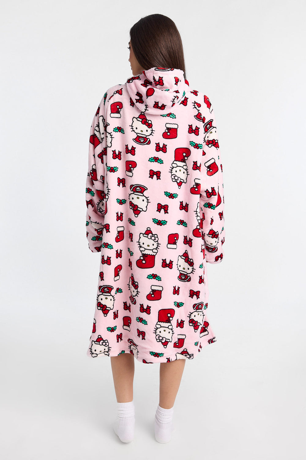 Haut à capuchon couverture imprimé bas de Noël Hello Kitty Haut à capuchon couverture imprimé bas de Noël Hello Kitty