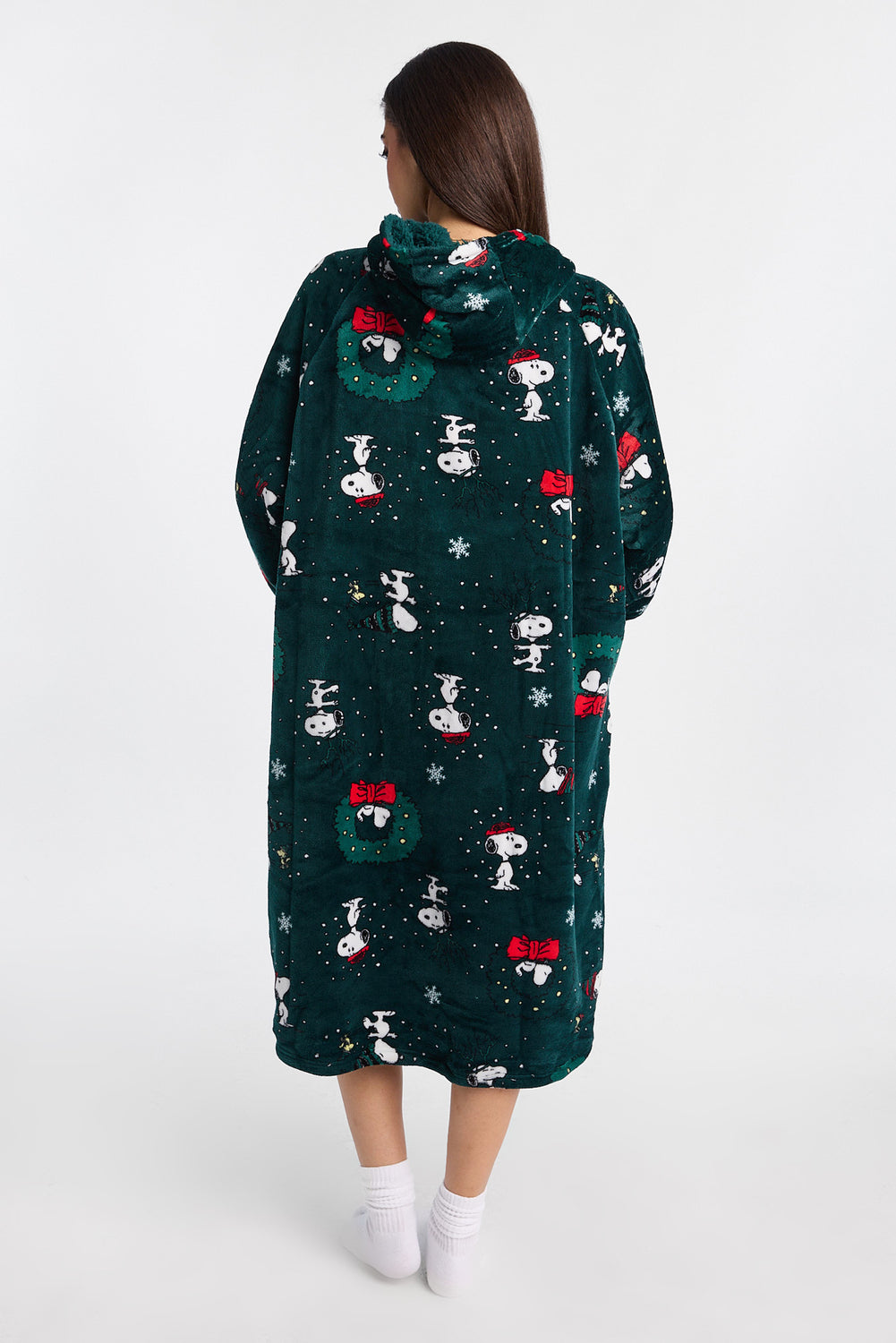 Haut à capuchon couverture imprimé couronne de Noël Peanuts Snoopy Haut à capuchon couverture imprimé couronne de Noël Peanuts Snoopy