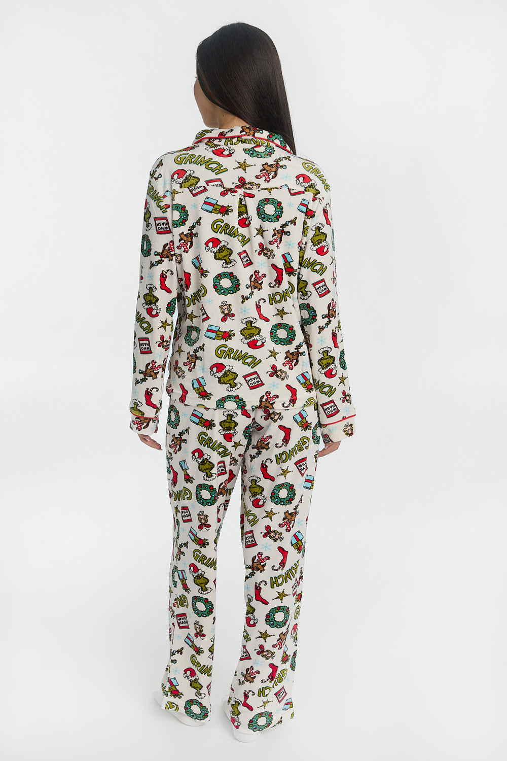 Ensemble de pyjama 2 pièces imprimé couronne de Noël The Grinch Ensemble de pyjama 2 pièces imprimé couronne de Noël The Grinch