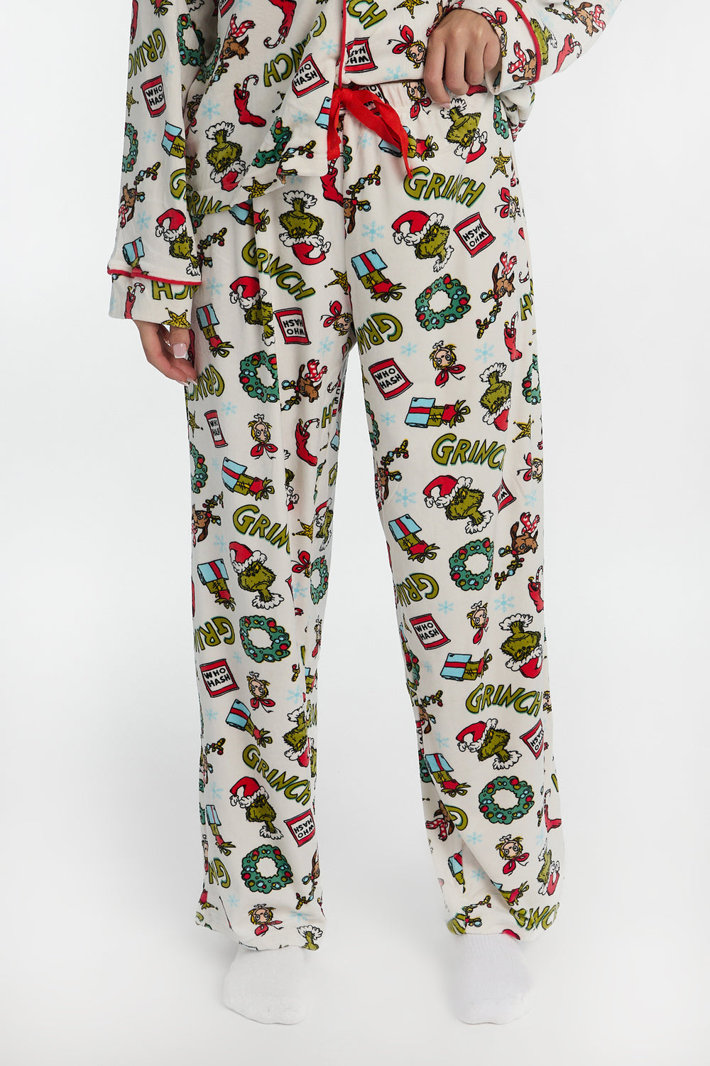 Ensemble de pyjama 2 pièces imprimé couronne de Noël The Grinch Ensemble de pyjama 2 pièces imprimé couronne de Noël The Grinch
