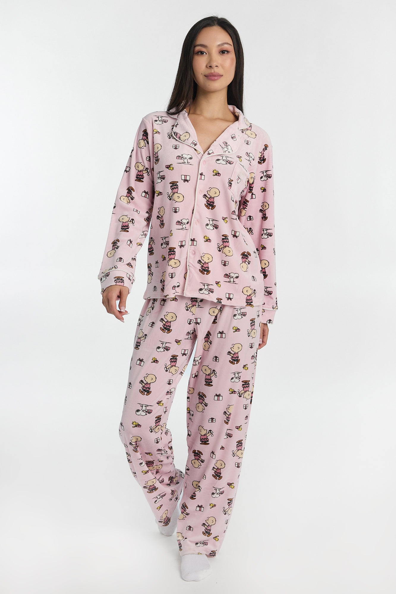 Peanuts Snoopy Gifts 2-Piece Pajama Shirt & Pant Set - Light Pink /