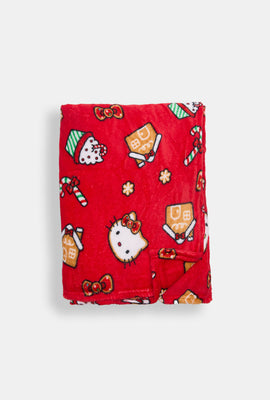 Hello Kitty Candy Cane Plush Blanket
