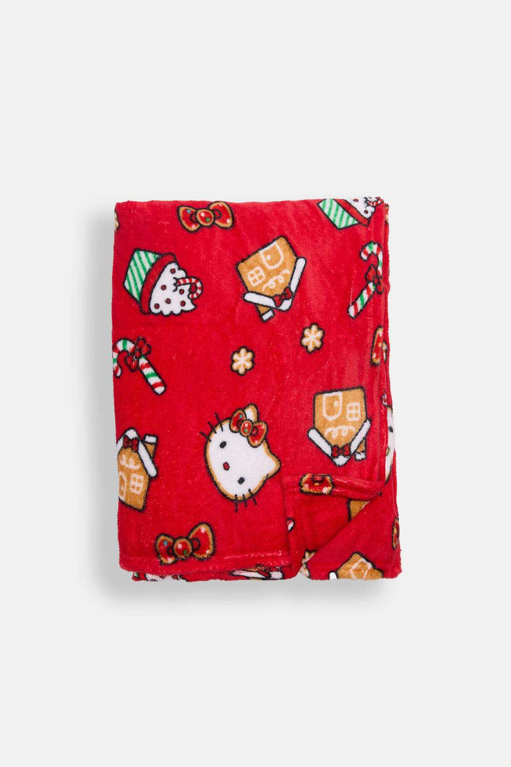 Couverture peluche imprimée canne de bonbon Hello Kitty Couverture peluche imprimée canne de bonbon Hello Kitty