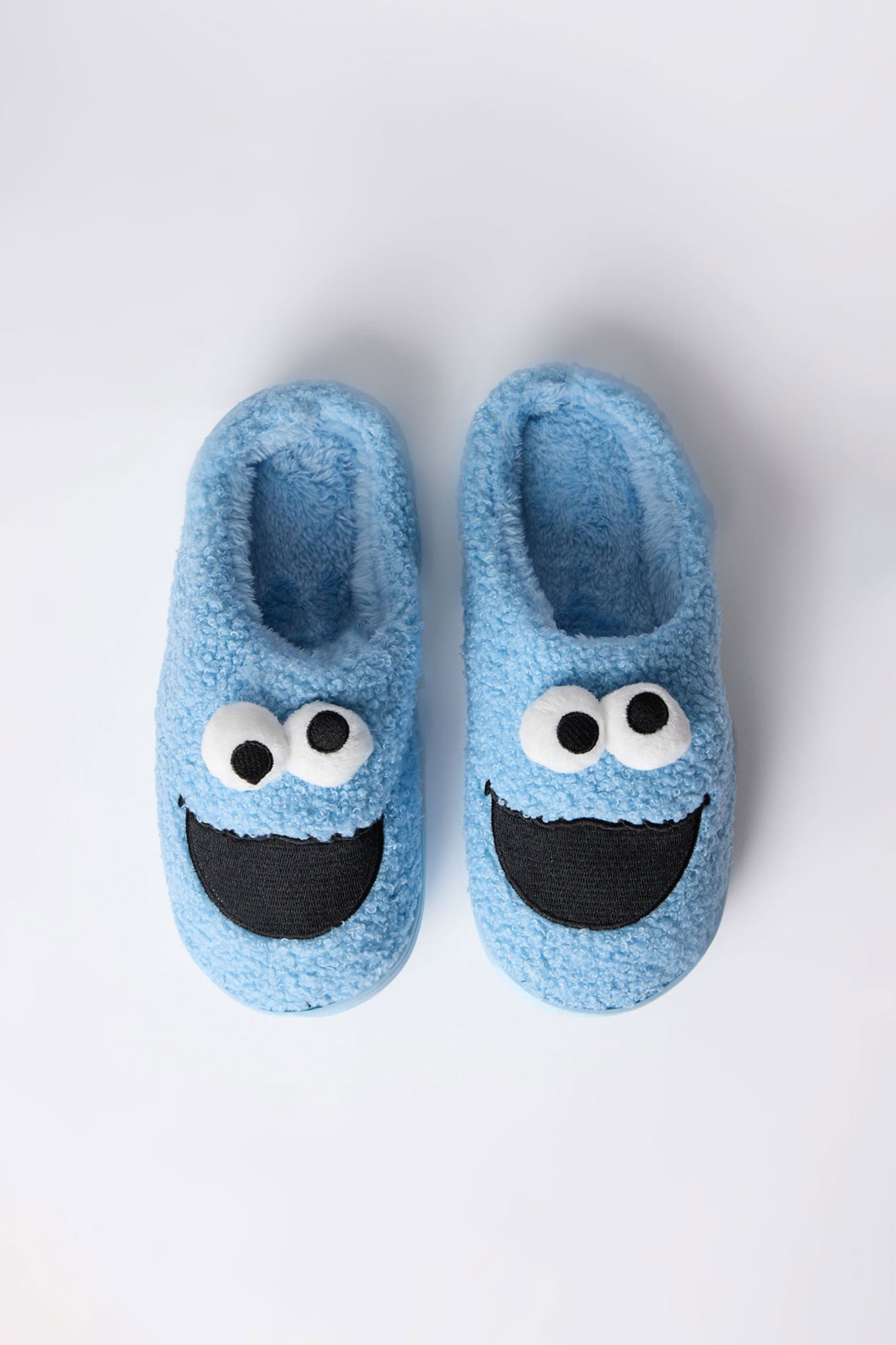 Cookie Monster Plush Slippers - Light Blue /